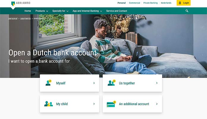 abn amro open bank account screenshot