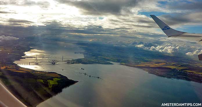 klm flight over edinburgh