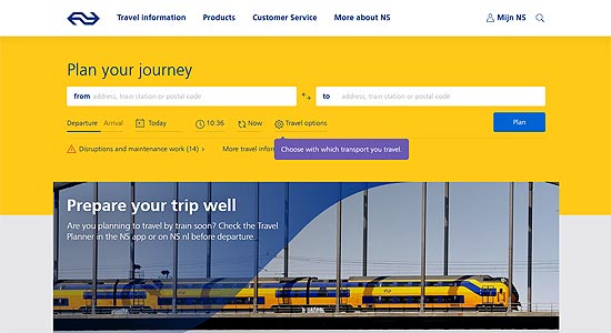 ns dutch railways site